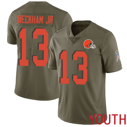 Cleveland Browns NFL Odell Beckham Jr. Youth Olive Limited Jersey #13 Football 2017 Salute To Service